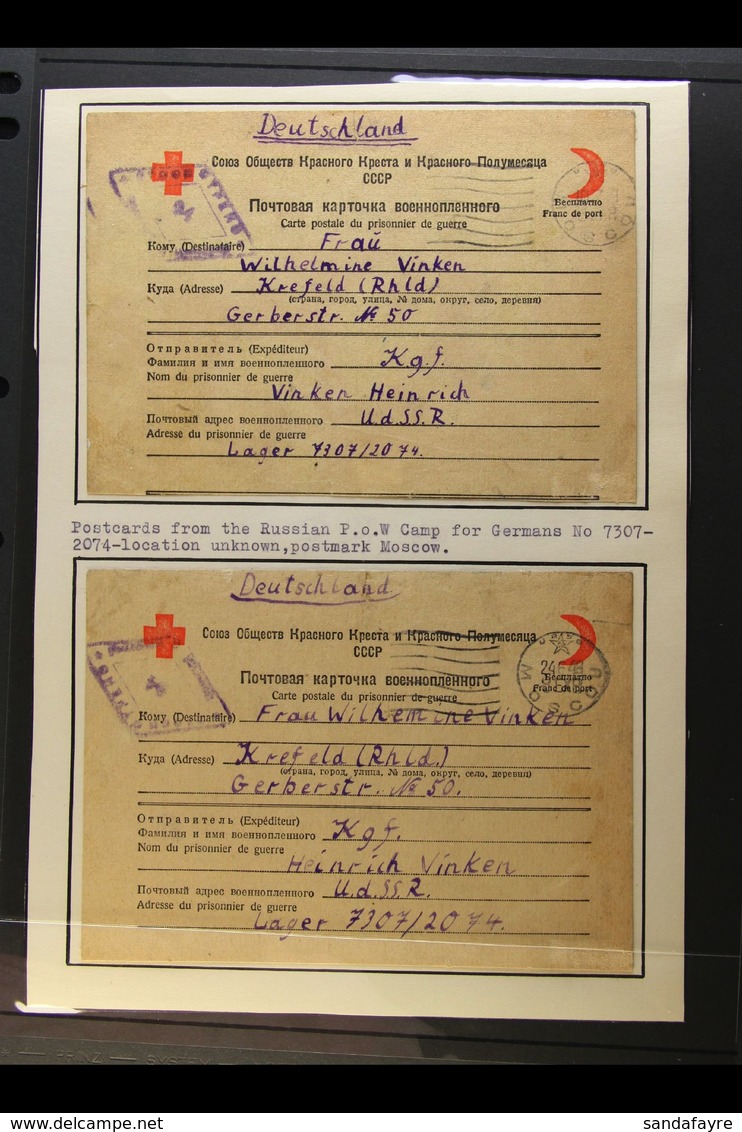 WORLD WAR II - POW'S IN RUSSIAN CAMPS A Collection Of VINKEN FAMILY Censored Printed P.O.W. Cards (including Red Cross C - Autres & Non Classés