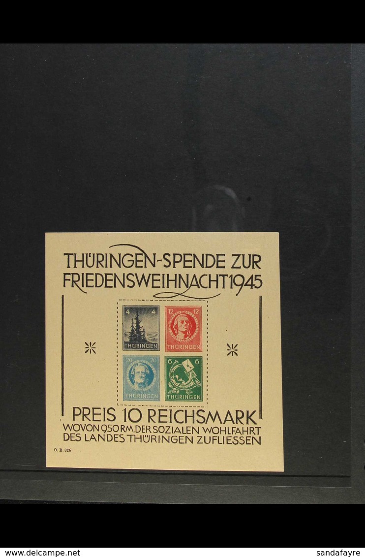 RUSSIAN ZONE THURINGIA 1945 Christmas - Social Welfare Mini-sheet Type II (Michel Block 2t II, SG MSRF10), Fine Never Hi - Sonstige & Ohne Zuordnung