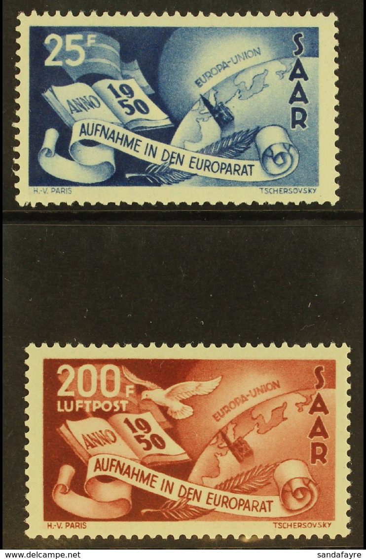 1950 Council Of Europe Complete Set (Michel 297/98, SG 294/95), Never Hinged Mint, Fresh. (2 Stamps) For More Images, Pl - Sonstige & Ohne Zuordnung