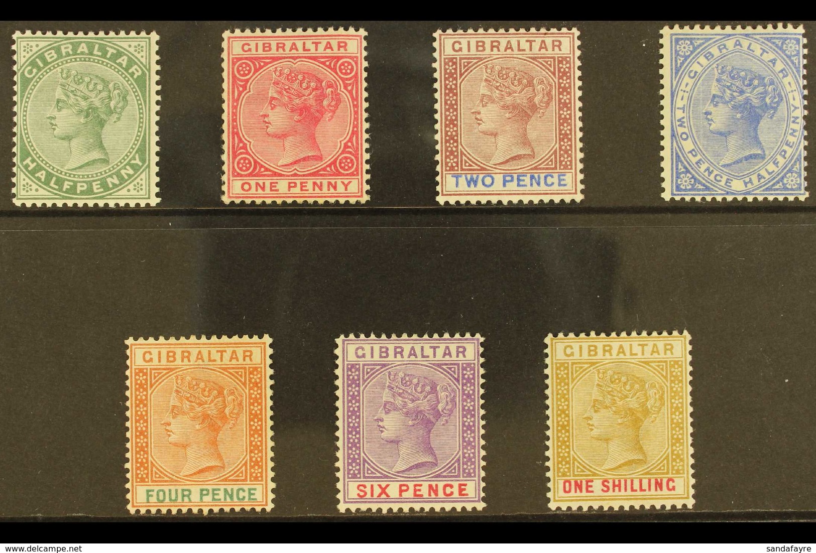 1898 Reissue In Sterling Currency Complete Set, SG 39/45, Very Fine Mint. (7 Stamps) For More Images, Please Visit Http: - Gibraltar