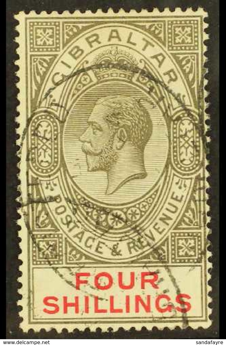 1921-27 4s Black & Carmine, SG 100, Very Fine Used With Two Oval "Registered" Cancels, Fresh. For More Images, Please Vi - Gibraltar