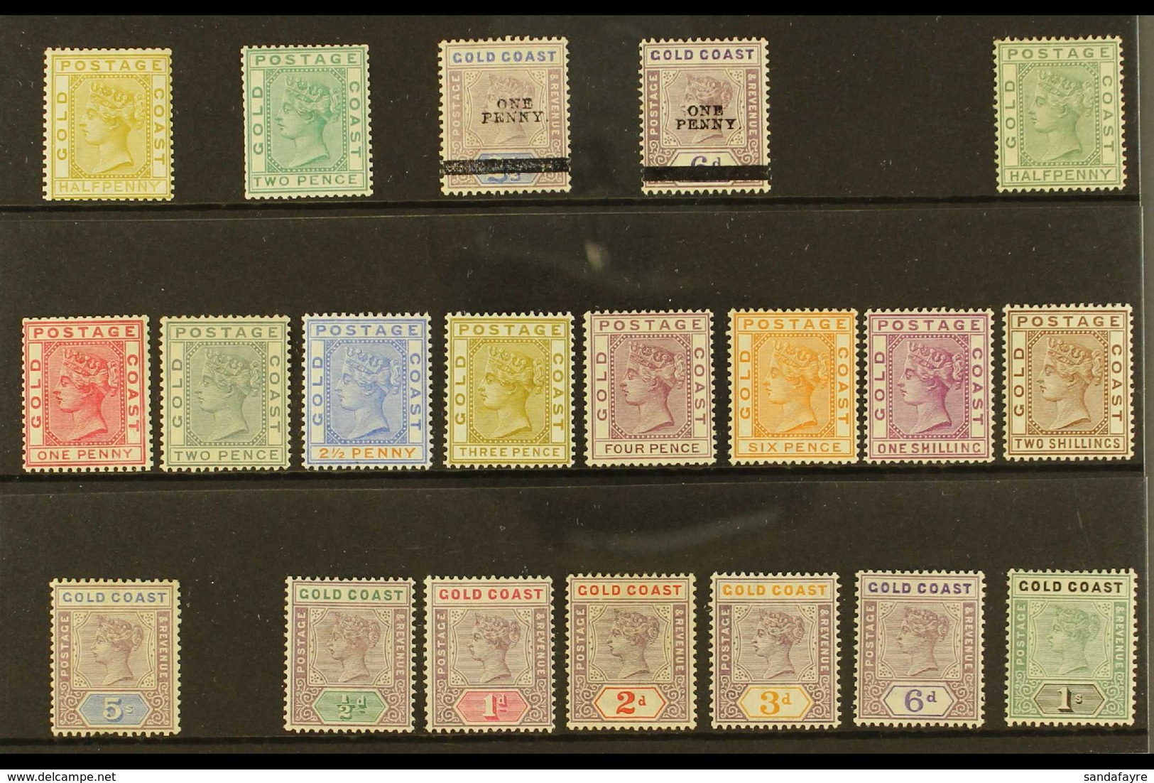 1876-1902 ALL DIFFERENT MINT QV COLLECTION. A Colourful Mint Selection Presented On A Stock Card That Includes 1876-84 C - Côte D'Or (...-1957)