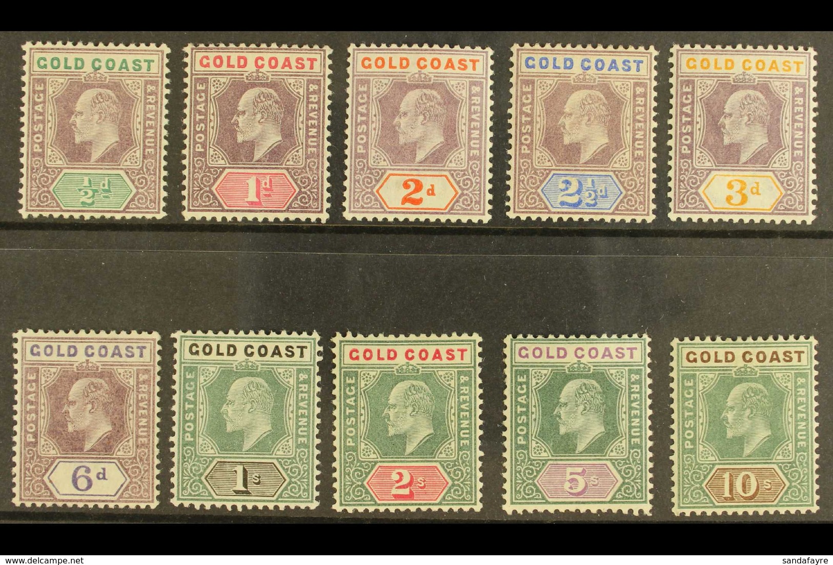 1902 Definitive Set Complete To 10s, SG 38/47, Very Fine Mint. (10 Stamps) For More Images, Please Visit Http://www.sand - Goldküste (...-1957)