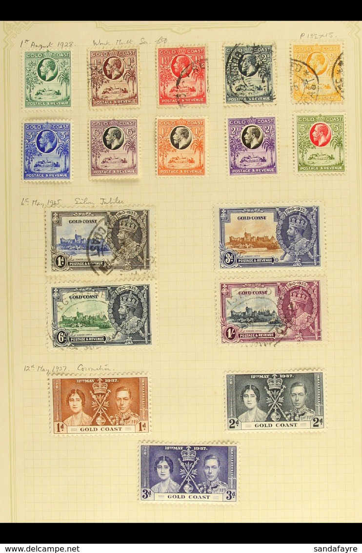 1928-54 ALL DIFFERENT Mint Or Used Collection On Old Album Pages, Includes 1928 Set With 3d To 5s Mint, 1935 Jubilee Set - Côte D'Or (...-1957)