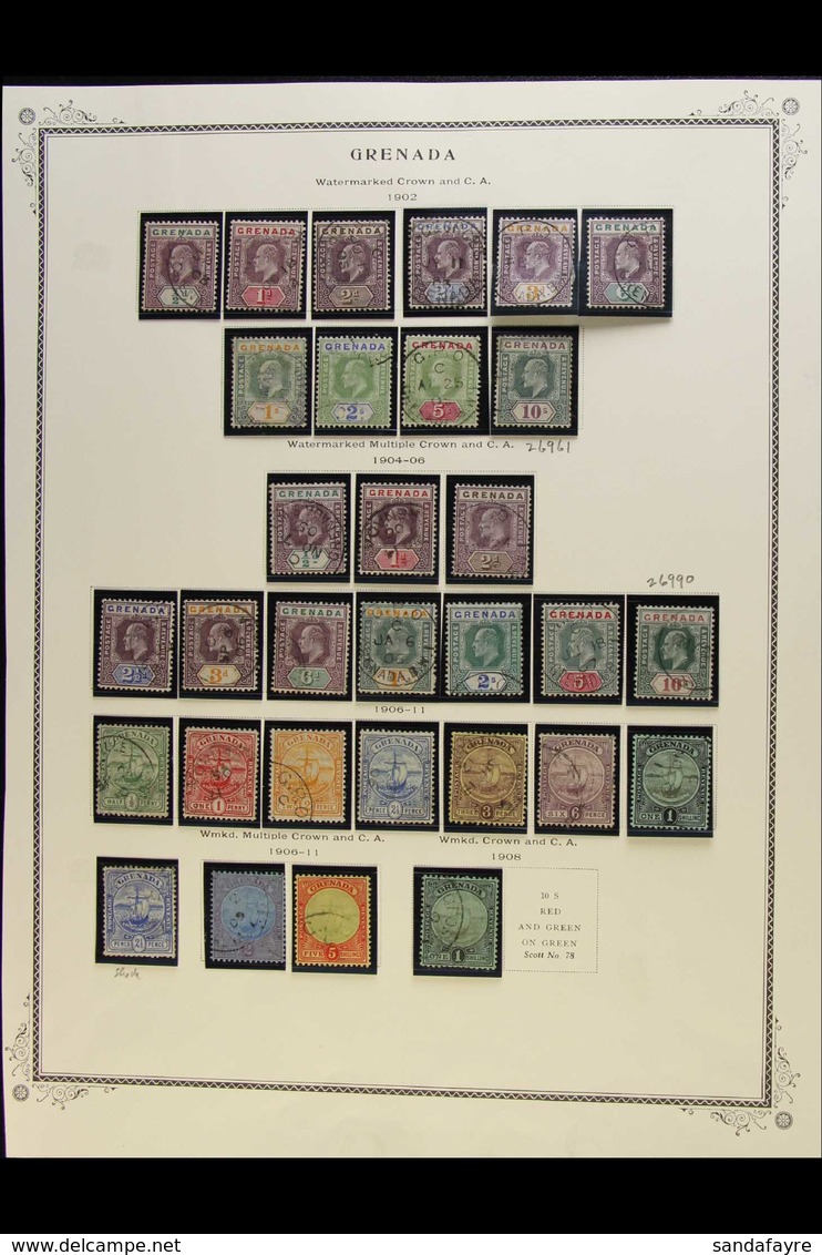 1902-1935 COMPREHENSIVE FINE USED COLLECTION In Hingeless Mounts On Pages, All Different, Highly COMPLETE For The Period - Grenada (...-1974)