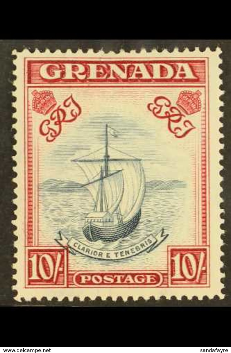 1938-50 10s Slate Blue And Carmine Lake, Wide Printing, Perf 14, SG 163d, Very Fine Mint. For More Images, Please Visit  - Grenade (...-1974)