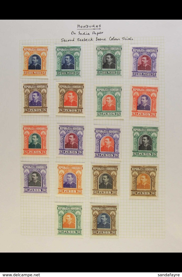 1891 IMPERF PROOFS. A Lovely Collection Of All Different IMPERF COLOUR PROOFS For The 1891 President Bogran Issue (Scott - Honduras