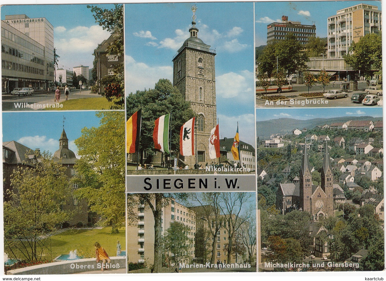 Siegen I. W. - Nikolaikirche, Wilhelmstraße, An Der Siegbrücke ; 2x VW 1500 VARIANT & 1200 KÄFER/COX, Marien-Krankenhaus - Siegen