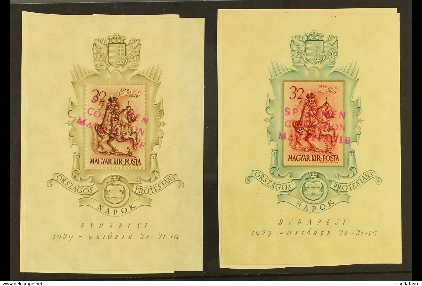 1939 ARCHIVE SPECIMENS 1939 32f National Protestant Day Both Perf And Imperf Miniature Sheets, Michel Blocks 5 And 6, Pa - Autres & Non Classés