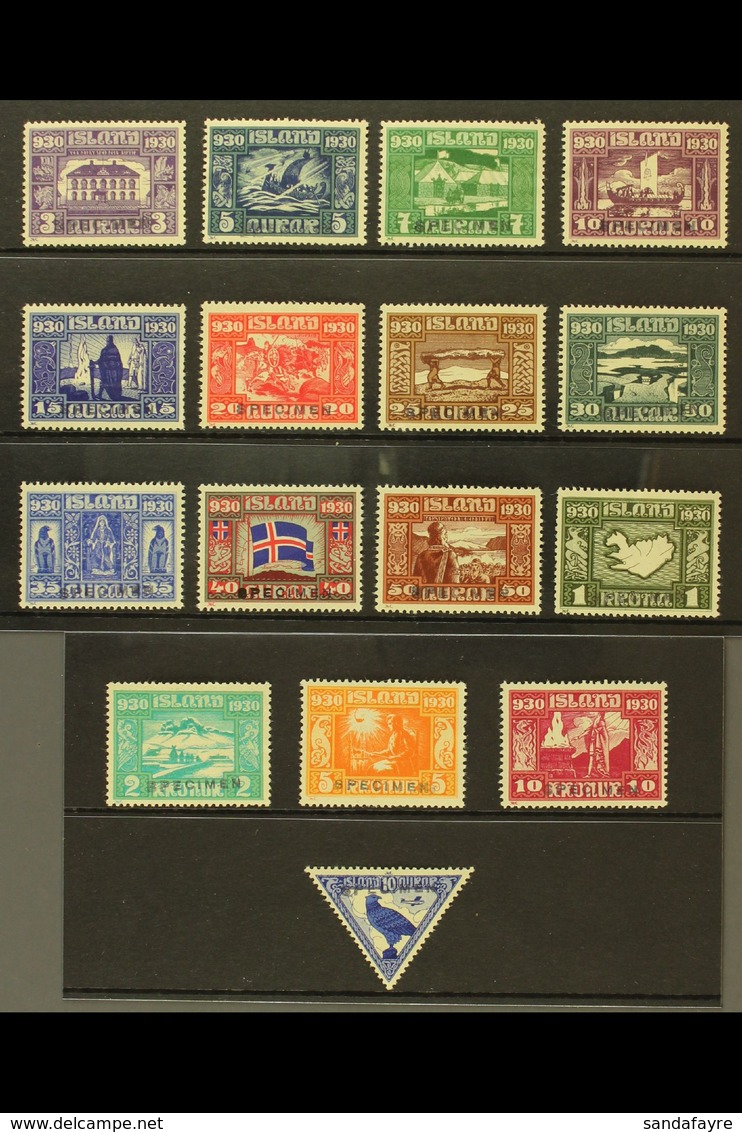 1930 Parliamentary Millenary Celebration Complete Set With "SPECIMEN" Overprint, Facit 173/188, Fine Mint. (16 Stamps) F - Autres & Non Classés