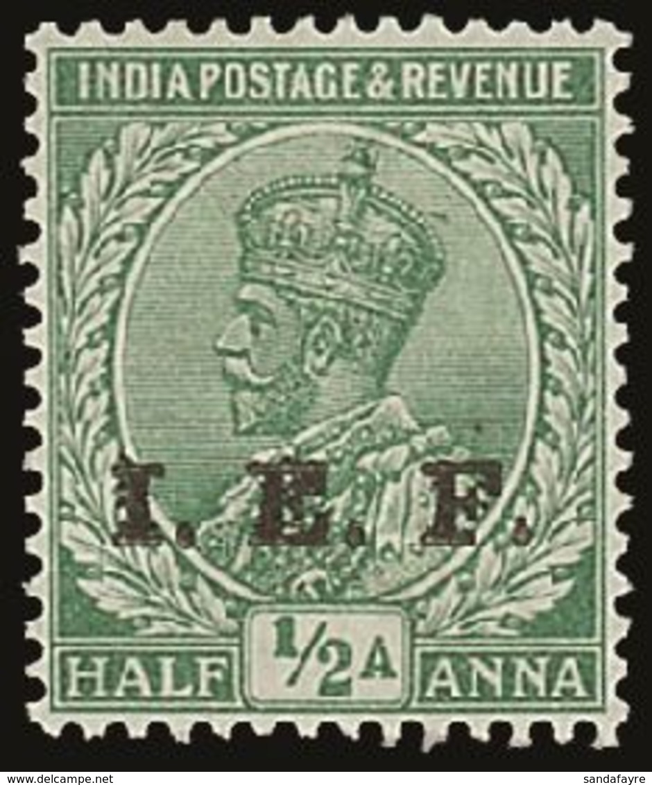 1914  I.E.F. ½a Light Green, Overprint Double SG E2b, Fine Mint. For More Images, Please Visit Http://www.sandafayre.com - Other & Unclassified