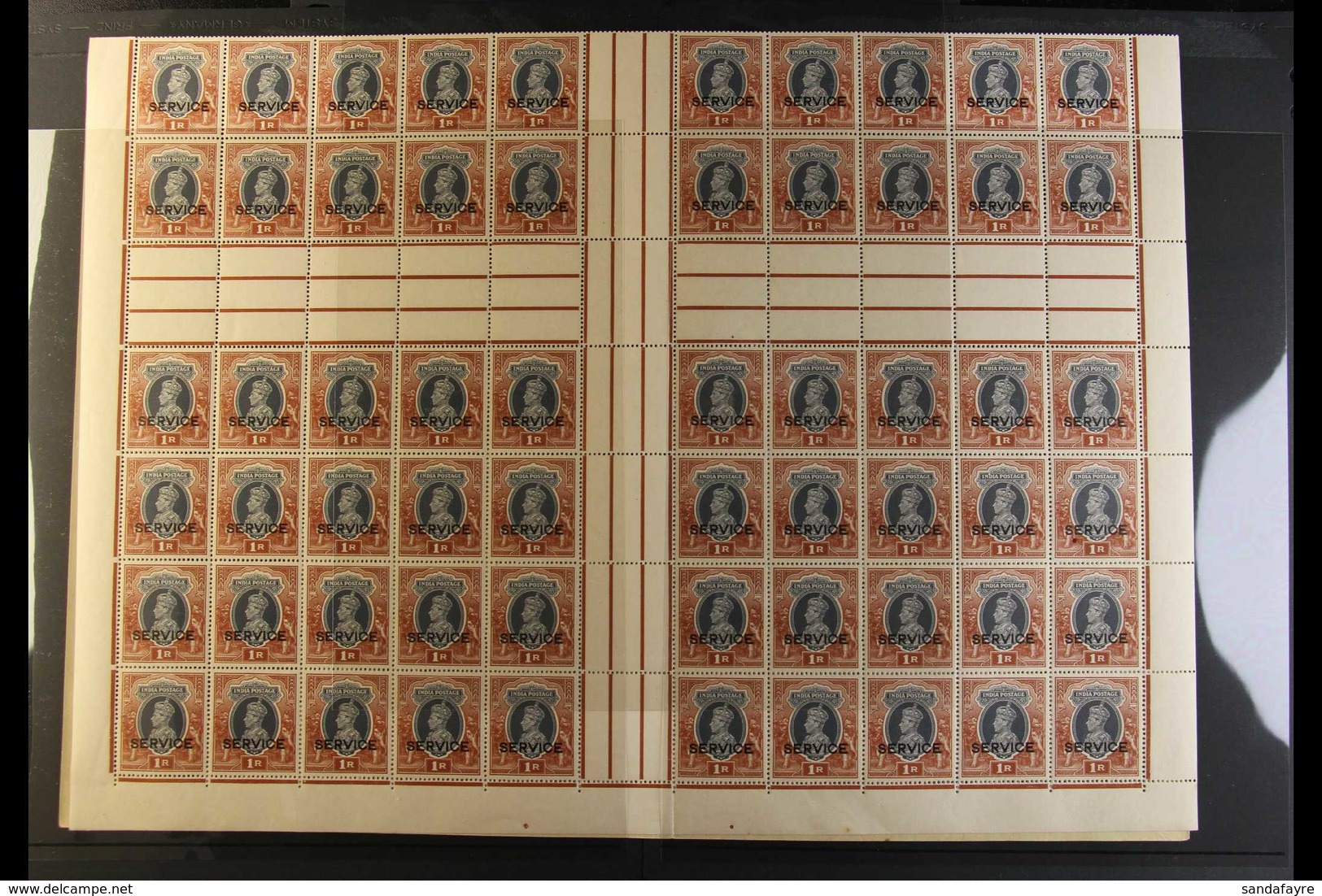 OFFICIALS 1r Grey & Red Brown, SG O138, COMPLETE SHEET Of  6 X 20 Stamp Panes With Selvedge To All Four Sides. Seldom Se - Sonstige & Ohne Zuordnung