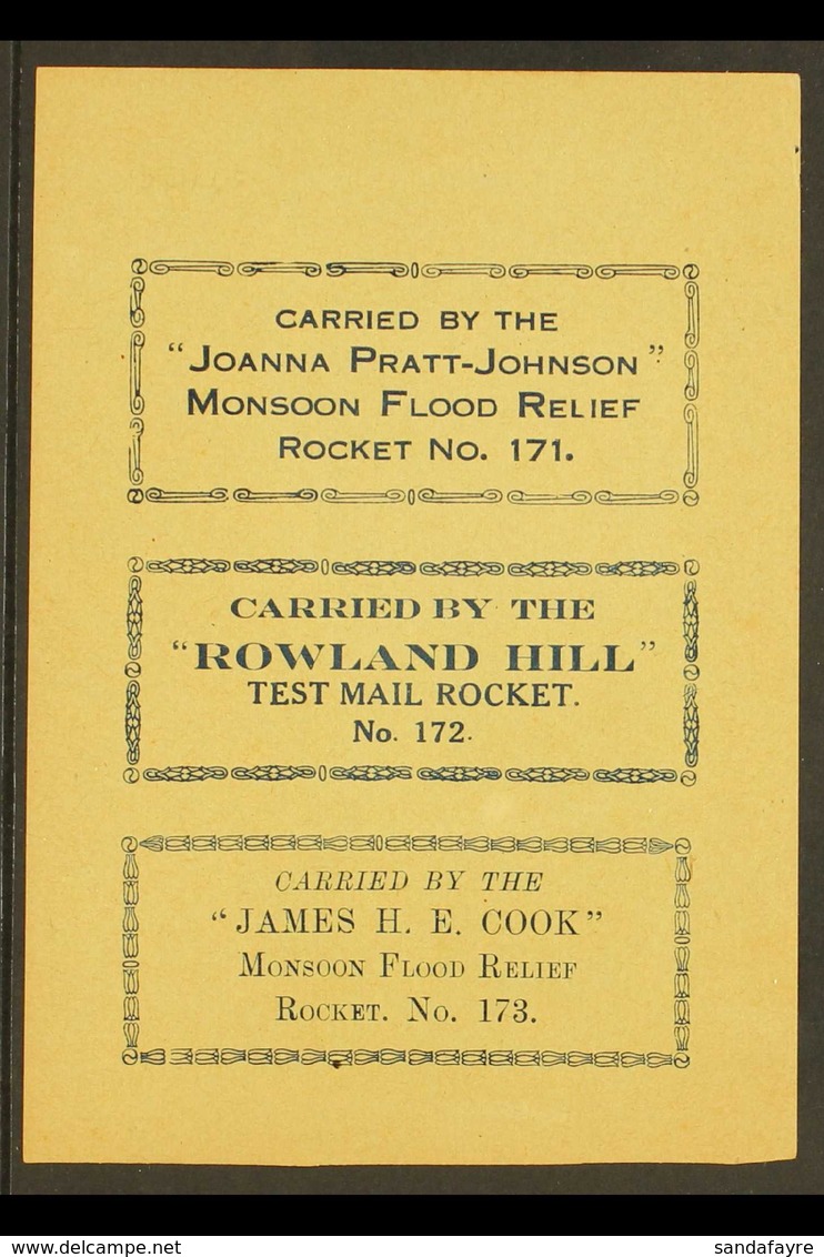 ROCKET MAIL 1938 3 Indigo Rocket Carriage Labels (Number 171/172 & 173) On Sheet, Ellington Zwisler 39A1a, Never Hinged  - Otros & Sin Clasificación