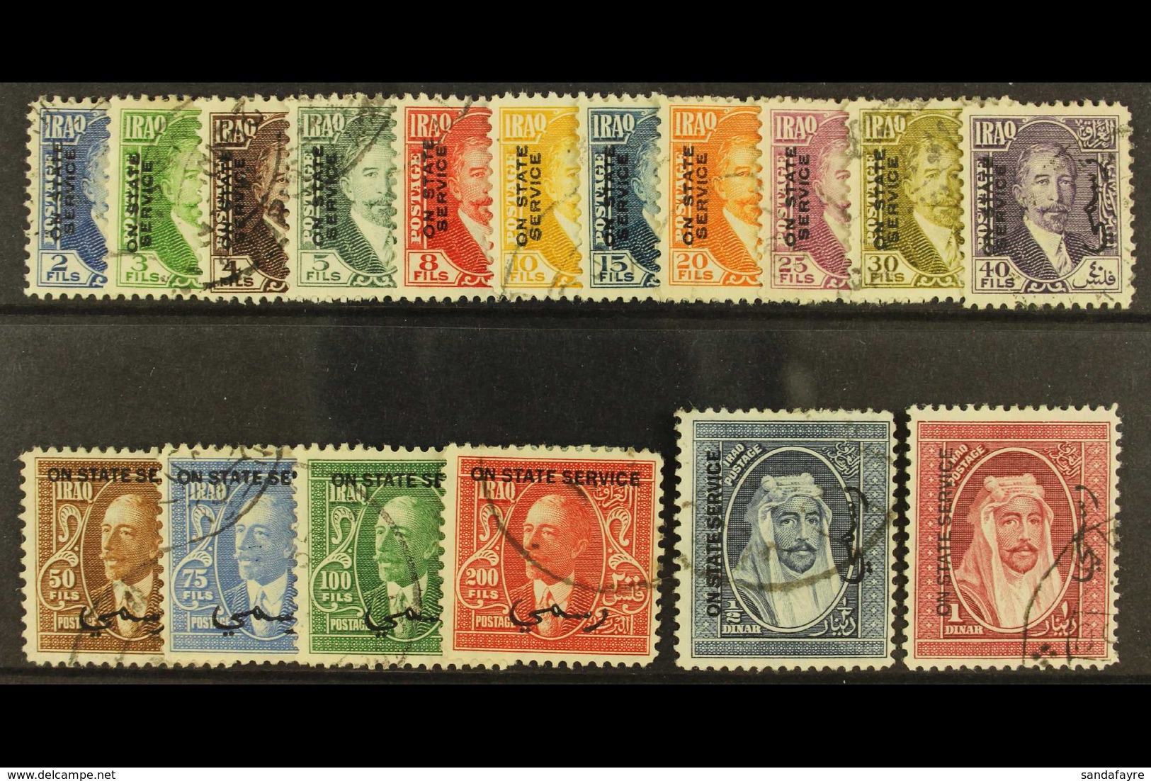 OFFICIALS 1955 "On State Service" Overprint Set Complete, SG O155/171, Very Fine Used, High Vals With RPS Certs. (17 Sta - Irak