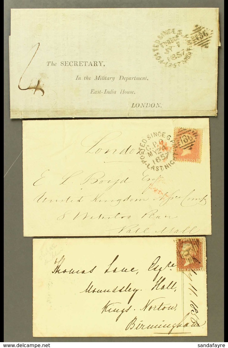 1856-57 DUBLIN POSTED SINCE 6PM LAST NIGHT DUPLEX Good Strikes On 1857 Unstamped East India Printed Entire, With Another - Other & Unclassified