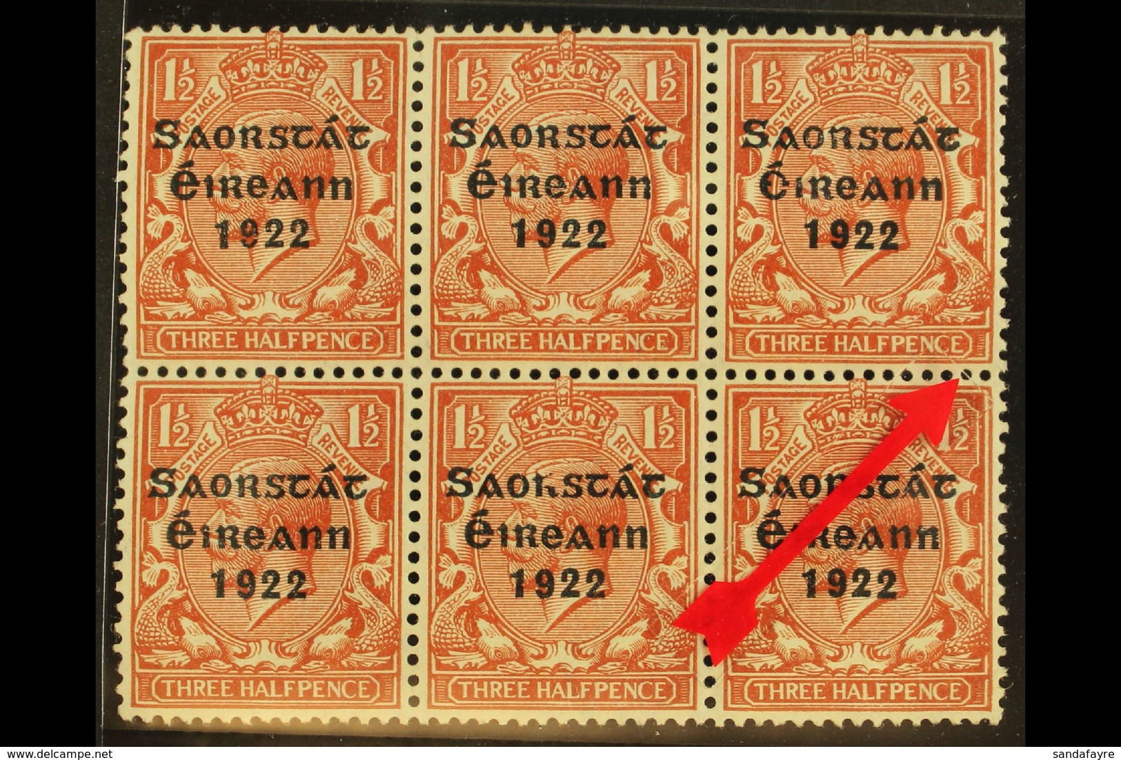 1922-23 1½d Red-brown With Thom Three Line Overprint, SG 54, With "PENCF" Corrected Variety, From Plate 12b Row 15/12, H - Other & Unclassified