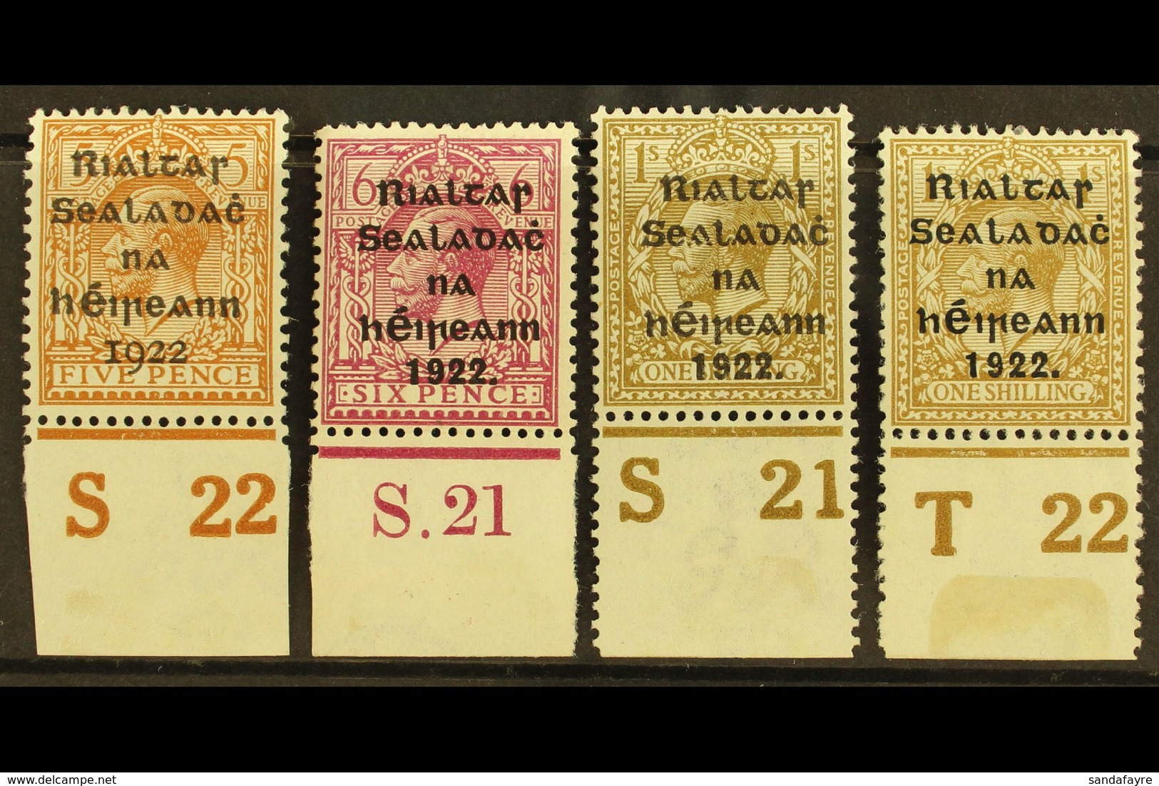 1922-23 CONTROLS Dollard 5d "S22", Thom 6d "S21", 1s "S21" (perf), Thom Wide 1s "T22" (perf, Light Crease), Fresh Mint.  - Other & Unclassified