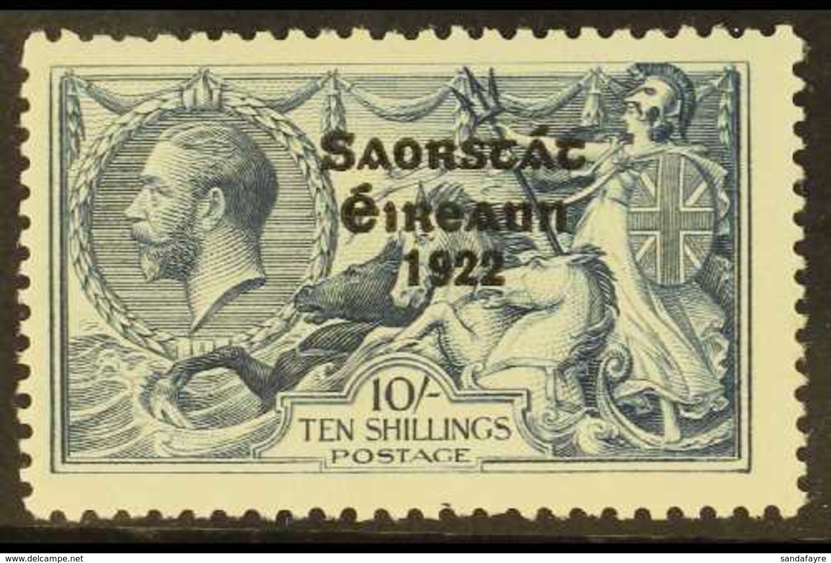 1925 RUNNAL'S RE-ENTRY. 10s Dull Grey-blue Seahorses Narrow Date Overprint RUNNAL'S RE-ENTRY Variety (position R. 6/1),  - Other & Unclassified