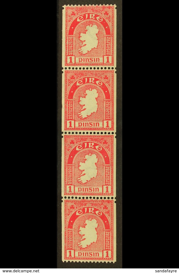 1933 COIL STAMP 1d Carmine, Perf 15 X Imperf (single Perf), Strip Of Four Fine Mint, Two Are Never Hinged, Well Centered - Sonstige & Ohne Zuordnung