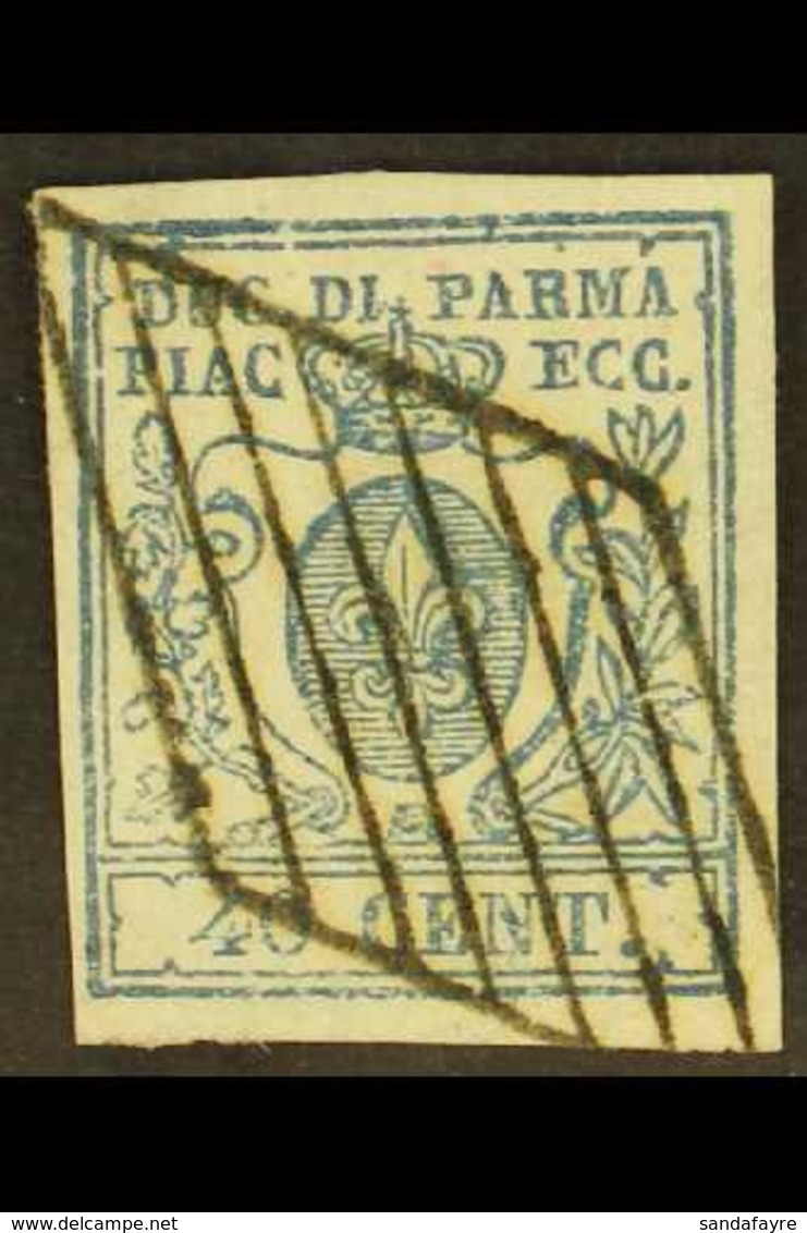 PARMA 1857 40c Blue, Type 1, "wide 0", Sass 11, Very Fine Used With Neat Barred Rhomboid Cancel For More Images, Please  - Non Classés