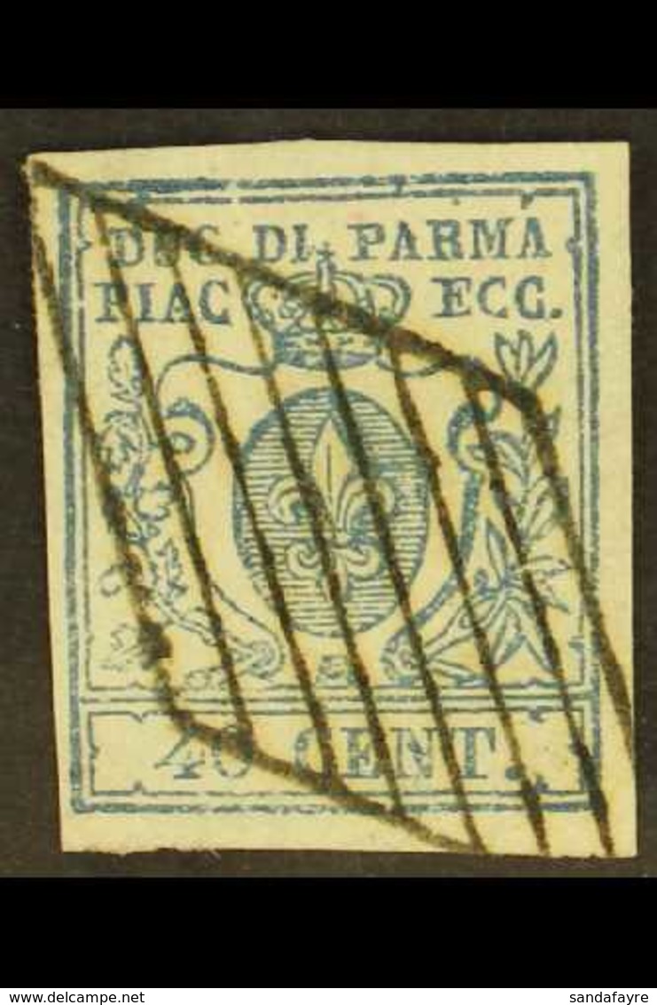 PARMA 1857 40c Blue, Type 1, "wide 0", Sass 11, Very Fine Used With Neat Barred Rhomboid Cancel For More Images, Please  - Ohne Zuordnung