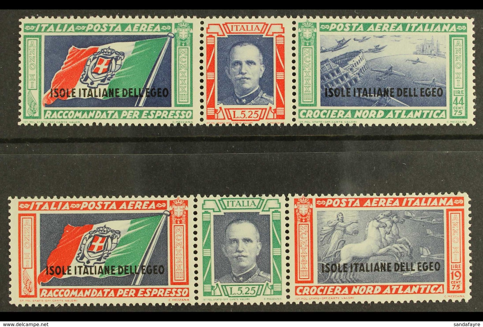 AEGEAN ISLANDS 1933 Balbo Air Cruise Pair, Sass S32, Superb Never Hinged Mint. (2 Stamps) For More Images, Please Visit  - Sonstige & Ohne Zuordnung