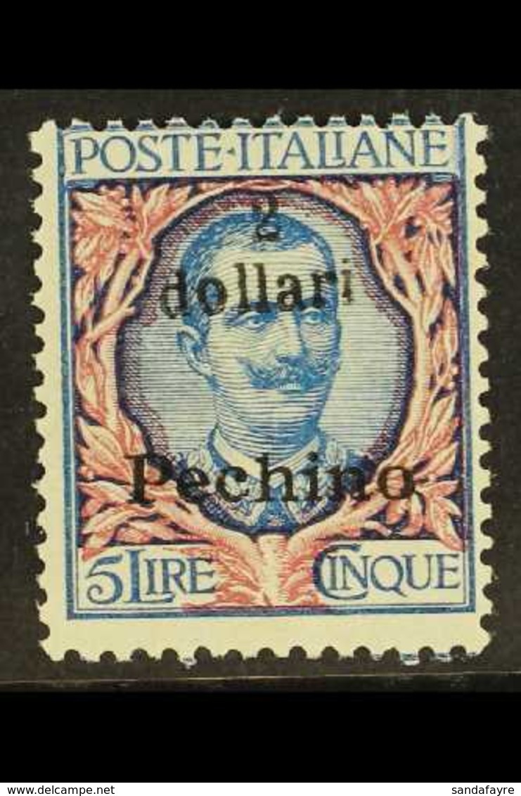 CHINA PEKING 1918-19 2d On 5L  Blue & Rose, Overpinted In Turin, Sassone 27, SG 27, Signed J. Oliva And Never Hinged Min - Sonstige & Ohne Zuordnung