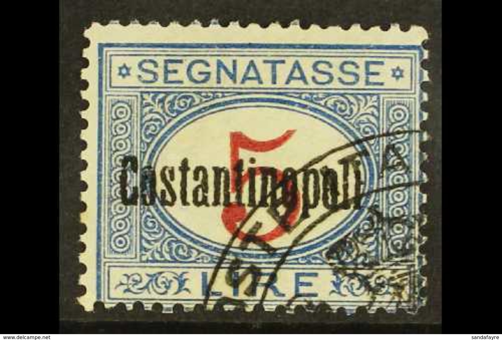 CONSTANTINOPLE POSTAGE DUE 1922 2L Blue And Carmine, Sassone 6 (SG D105), Fine Used, Signed Sorani, E. Diena & Oliva. RA - Sonstige & Ohne Zuordnung