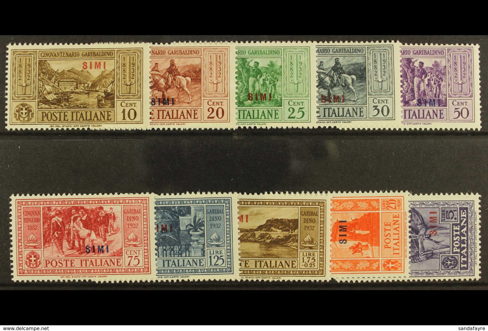DODECANESE ISLANDS SIMI 1932 Garibaldi Set, SG 89/98, Sassone S.81, Very Fine Mint (10). For More Images, Please Visit H - Other & Unclassified