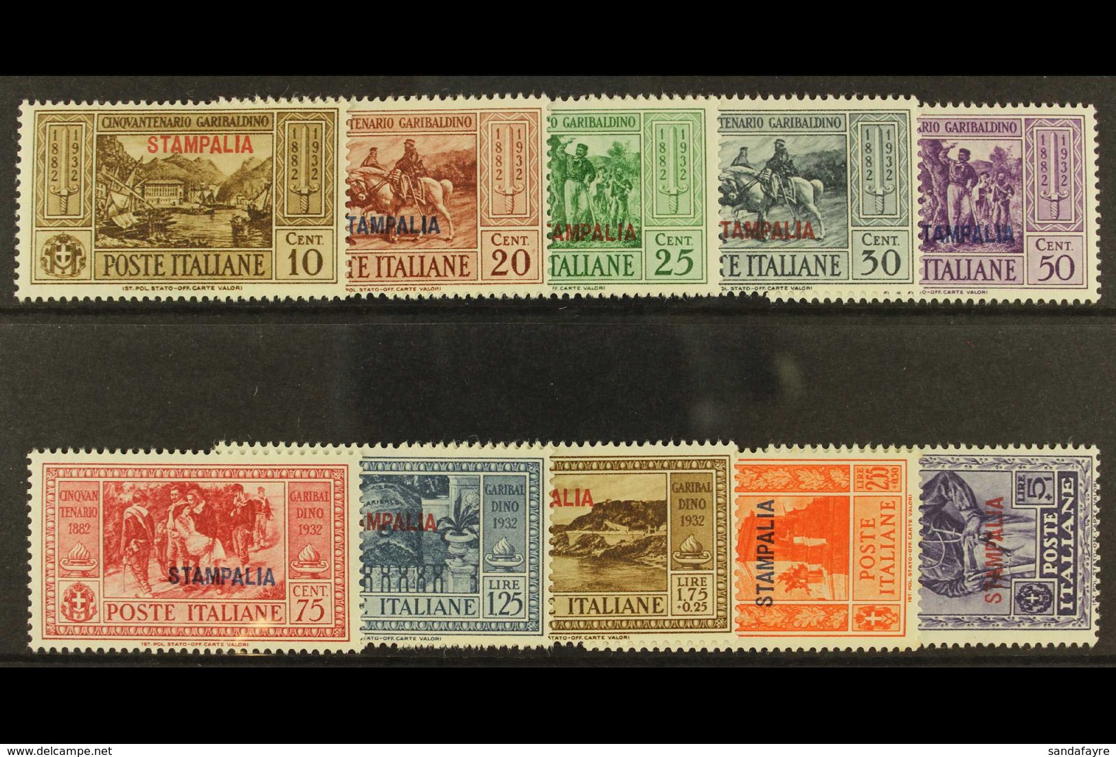 DODECANESE ISLANDS STAMPALIA 1932 Garibaldi Set, SG 89/98, Sassone S.84, Fine Mint (10). For More Images, Please Visit H - Sonstige & Ohne Zuordnung