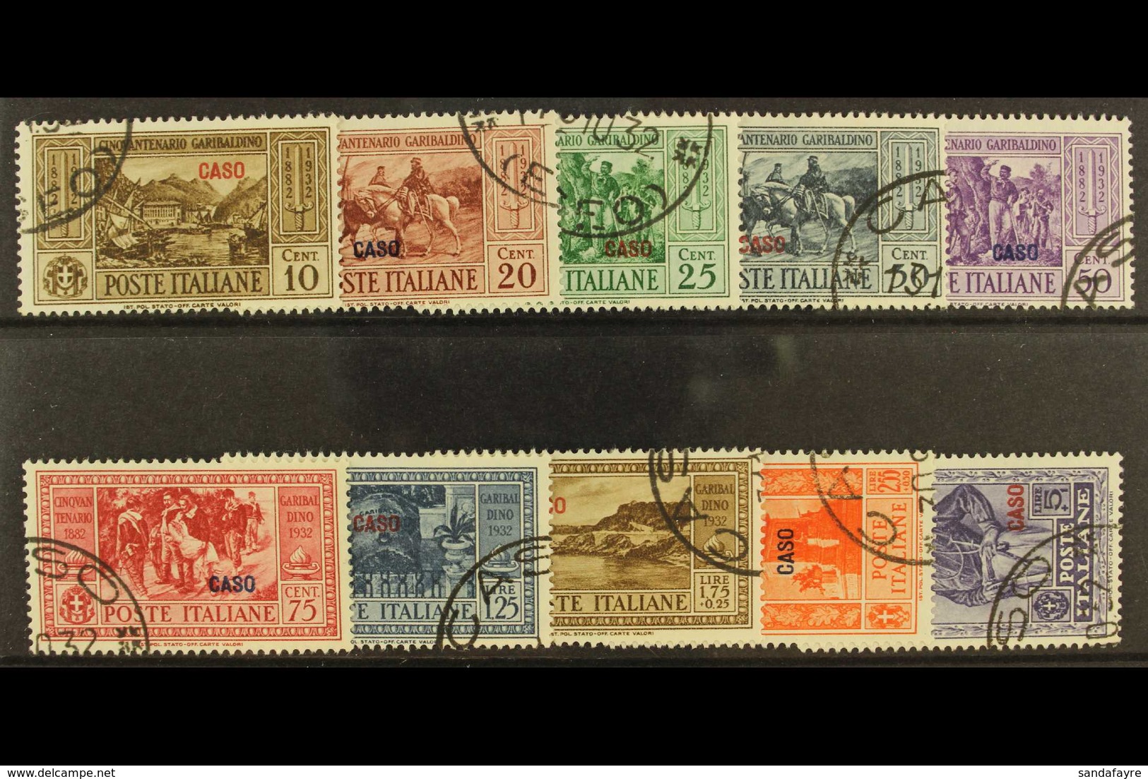 DODECANESE ISLANDS CASO 1932 Garibaldi Set, SG 89/98, Sassone S.53, Very Fine Used (10). For More Images, Please Visit H - Autres & Non Classés