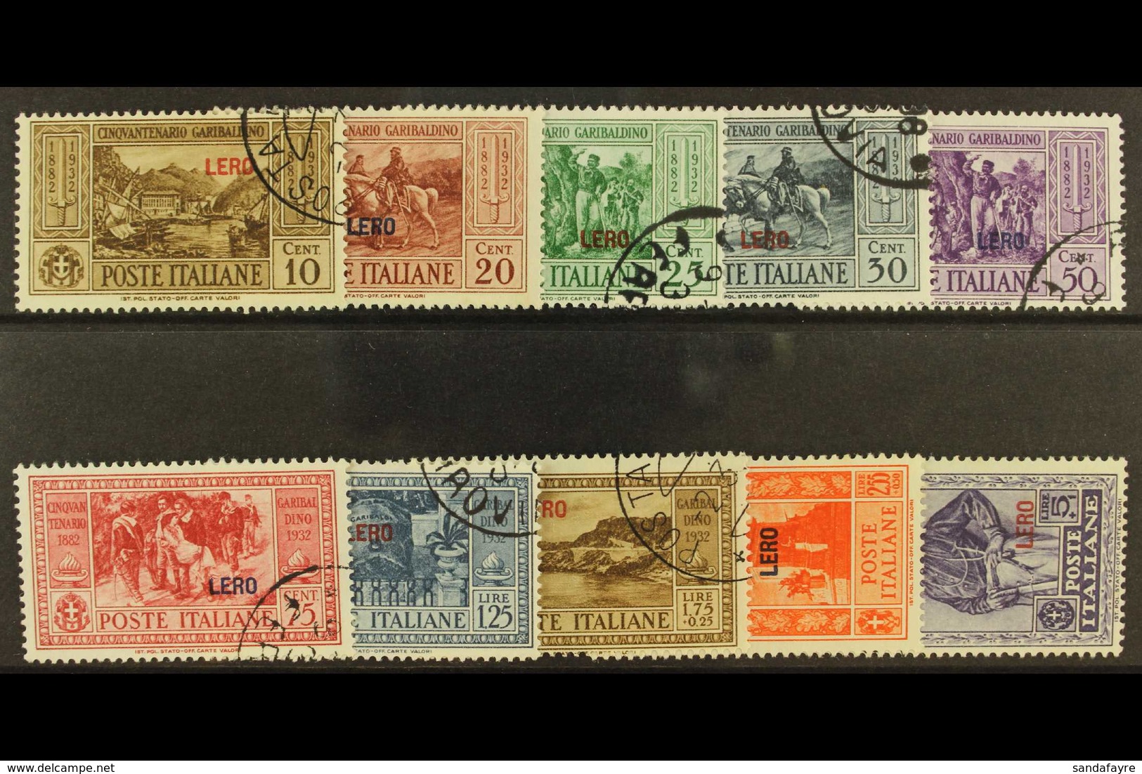 DODECANESE ISLANDS LERO 1932 Garibaldi Set, SG 89/98, Sassone S.59, Very Fine Used (10). For More Images, Please Visit H - Sonstige & Ohne Zuordnung