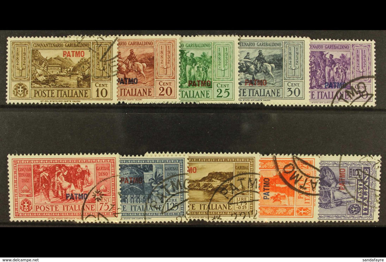 DODECANESE ISLANDS PATMO 1932 Garibaldi Set, SG 89/98, Sassone S.68, Very Fine Used (10). For More Images, Please Visit  - Sonstige & Ohne Zuordnung