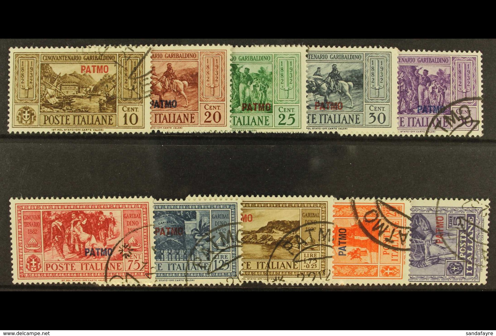 DODECANESE ISLANDS PATMO 1932 Garibaldi Set, SG 89/98, Sassone S.68, Very Fine Used (10). For More Images, Please Visit  - Other & Unclassified