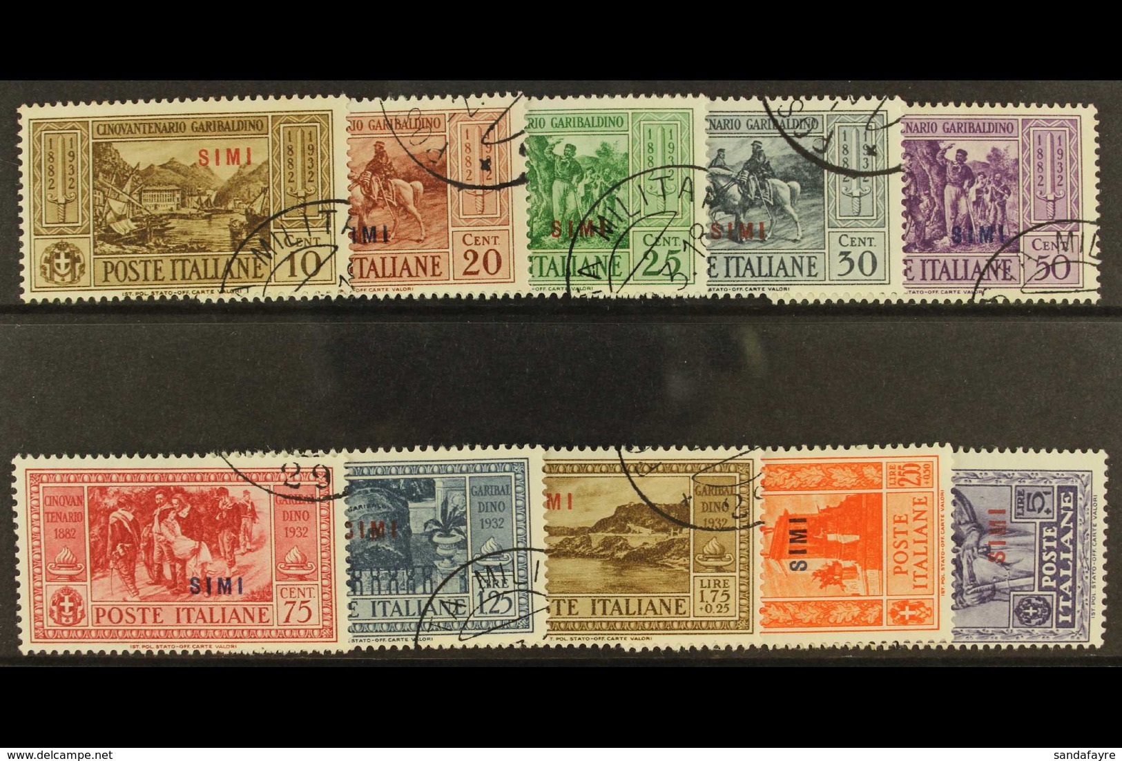 DODECANESE ISLANDS SIMI 1932 Garibaldi Set, SG 89/98, Sassone S.81, Very Fine Used (10). For More Images, Please Visit H - Autres & Non Classés