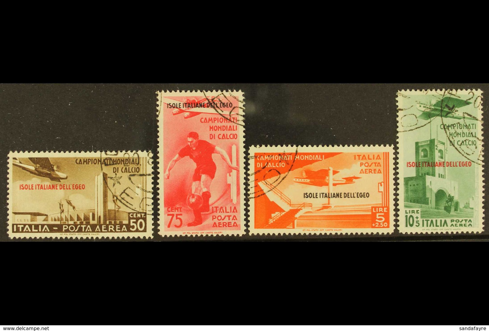 DODECANESE ISLANDS EGEO 1934 Air Football Overprints Complete Set (Sassone A34/37, SG 133/36), Very Fine Used Cancelled  - Other & Unclassified