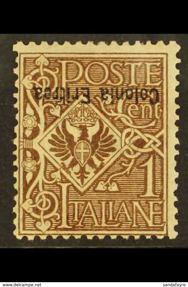 ERITREA 1903 1c Brown OVERPRINT INVERTED Variety (Sassone 19c, SG 19a), Mint, Scarce. For More Images, Please Visit Http - Sonstige & Ohne Zuordnung