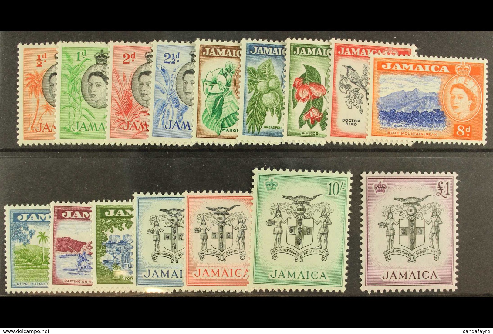 1956-58 Complete Definitive Set, SG 159/174, Fine Never Hinged Mint. (16) For More Images, Please Visit Http://www.sanda - Jamaica (...-1961)