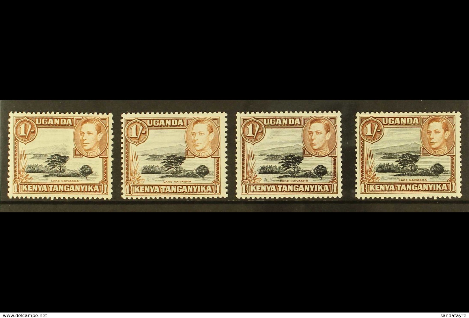 1938-54 MINT ONE SHILLING DEFINITIVE SET. A Fine Mint Group Presented On A Stock Card, Inc Black & Yellowish Brown (perf - Vide