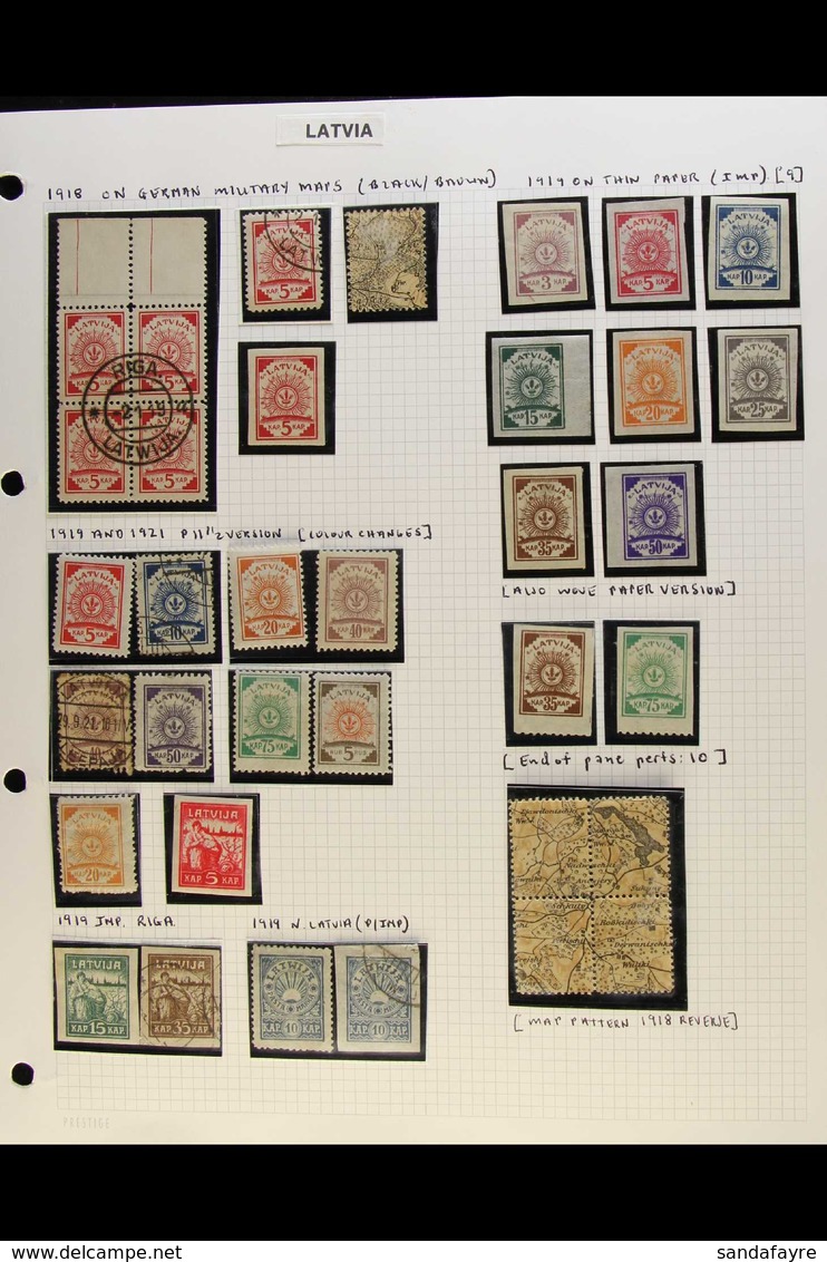 1918-1941 ATTRACTIVE COLLECTION In Hingeless Mounts On Leaves, Mint & Used All Different Stamps, Inc Various 1918-1921 I - Lettonie