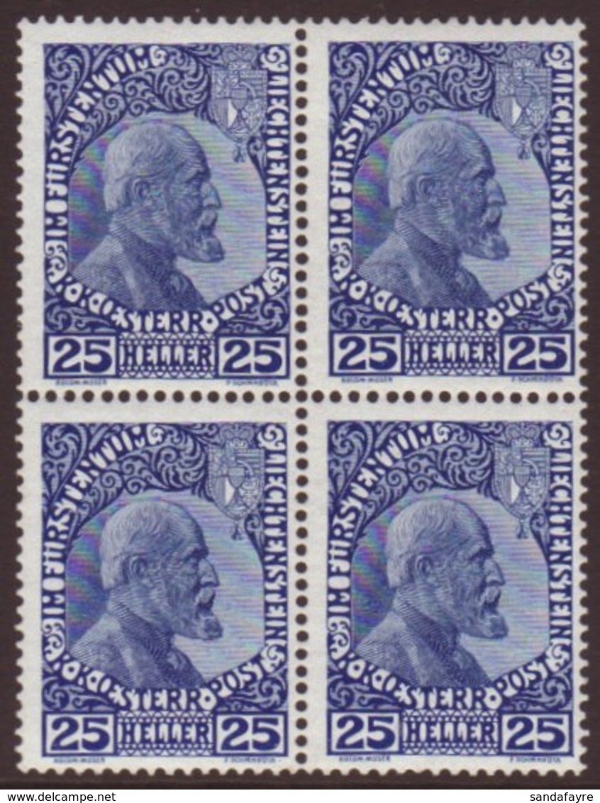 1912 25h Blue On Surfaced Paper, Michel 3x, Superb NEVER HINGED MINT BLOCK OF FOUR.  Signed Sorani. For More Images, Ple - Sonstige & Ohne Zuordnung