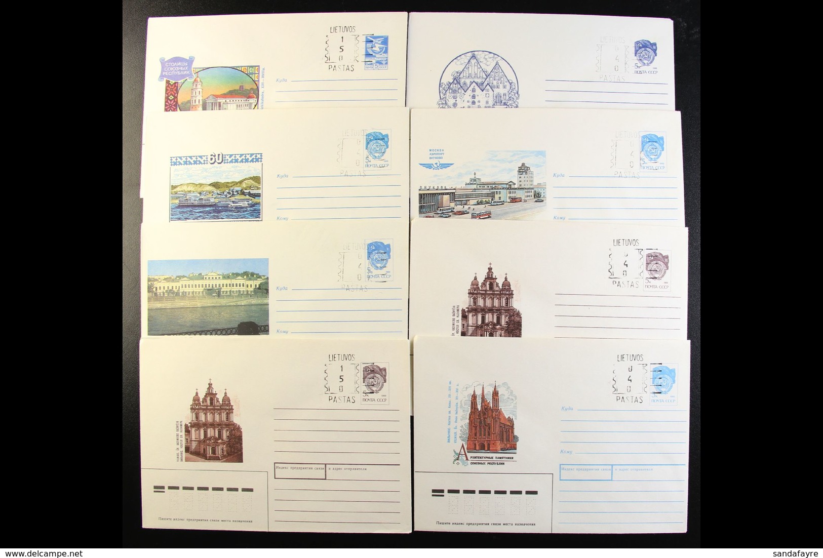 1990 PROVISIONAL SURCHARGES. All Different Collection Of Russian Postal Stationery Illustrated 5k, 7k & 50k Envelopes Wi - Lituanie