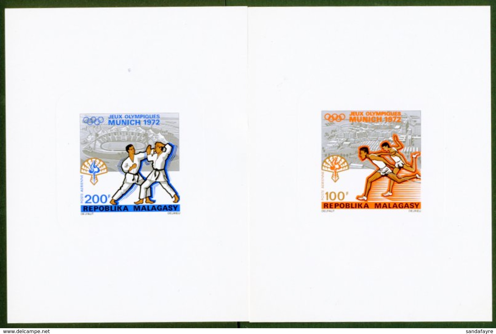 1972 IMPERF PROOFS For The 100f & 200f Air Olympics Issue (as Yvert 119/20), Printed On Ungummed Embossed Cards In The I - Sonstige & Ohne Zuordnung