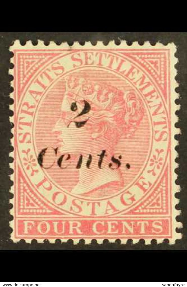 1883 2c On 4c Rose, SG 61, Fresh Mint. For More Images, Please Visit Http://www.sandafayre.com/itemdetails.aspx?s=603654 - Straits Settlements