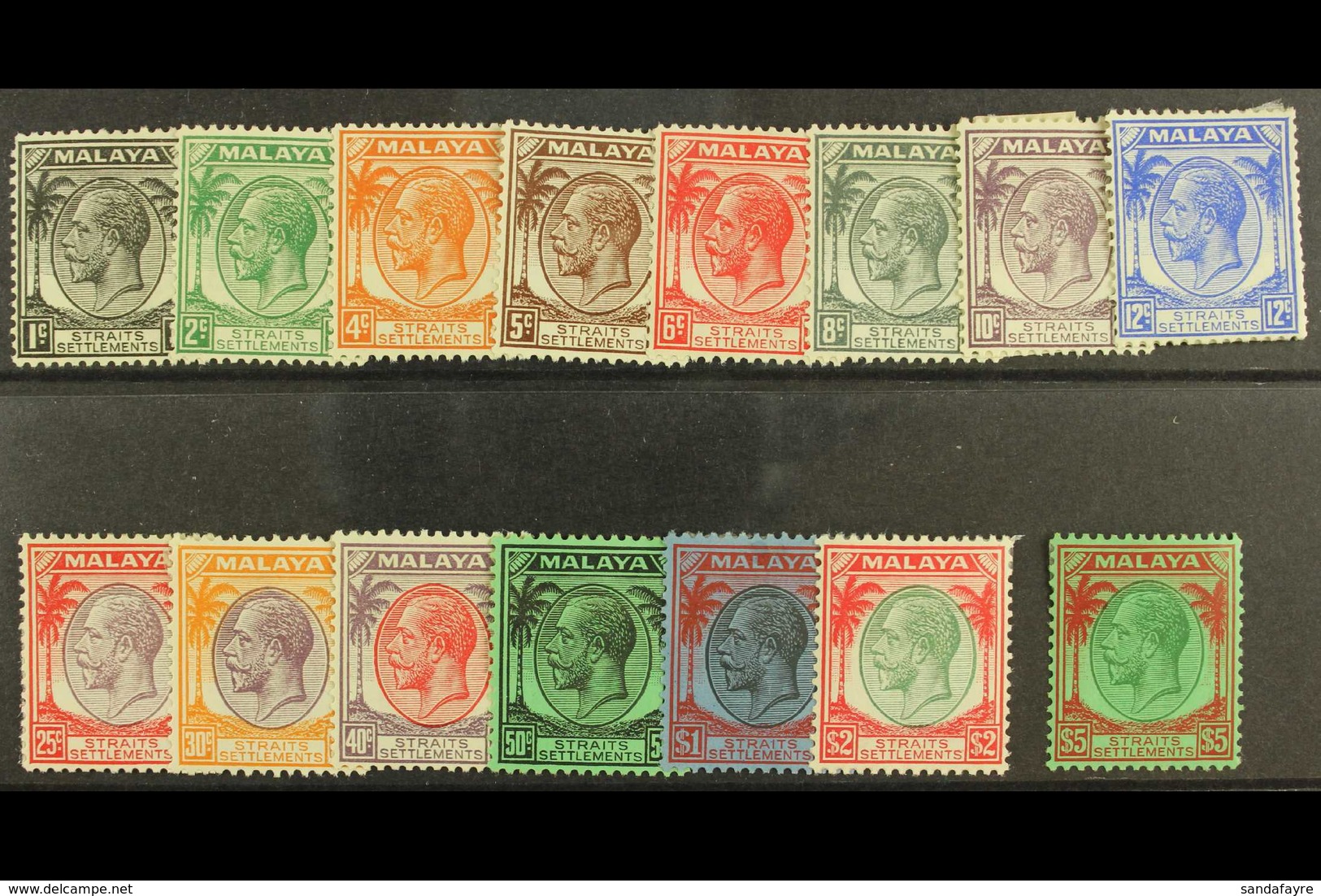 1936-37 Complete KGV & Palms Set, SG 260/274, Fine Mint. (15) For More Images, Please Visit Http://www.sandafayre.com/it - Straits Settlements