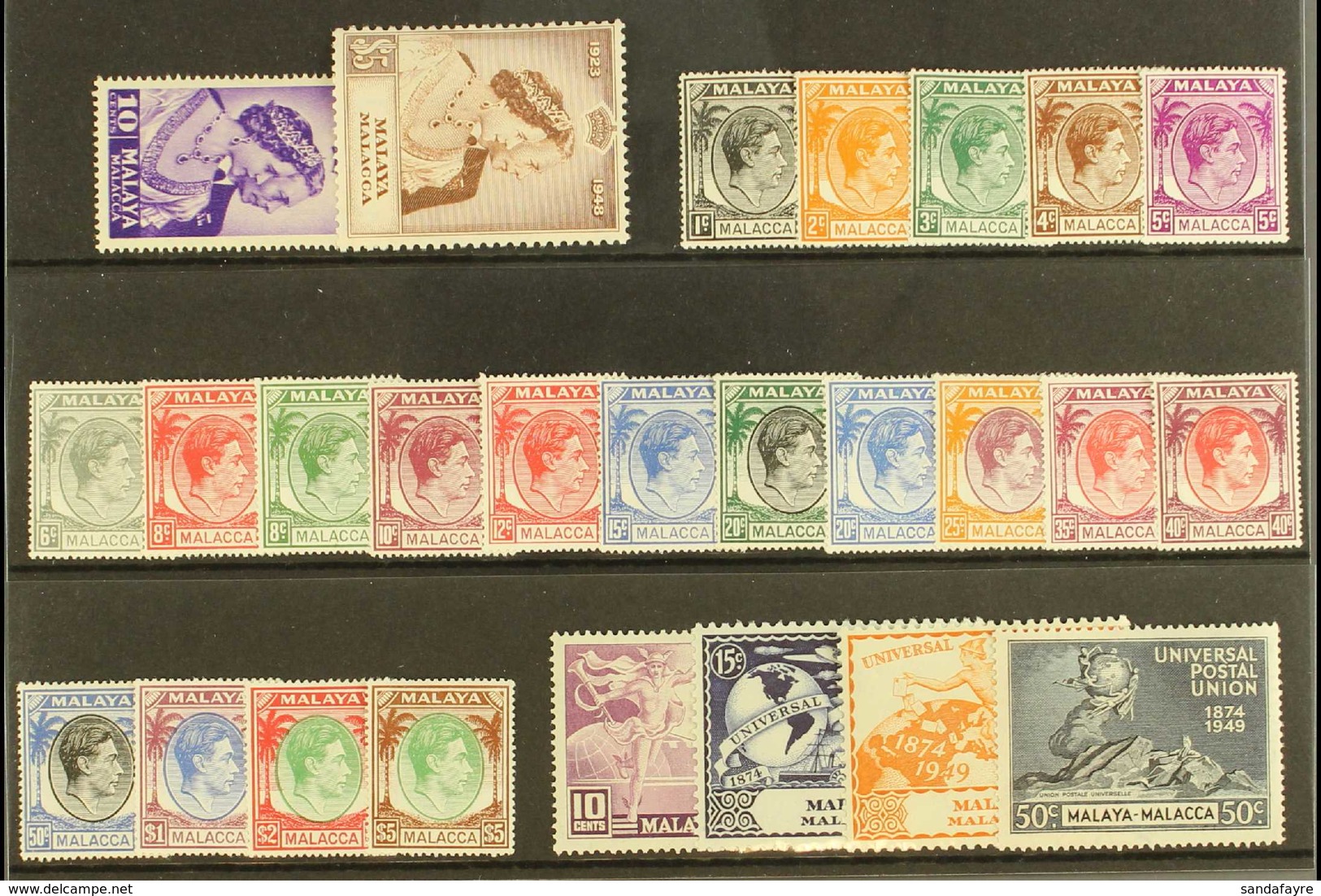 MALACCA 1948-52 KGVI COMPLETE MINT Collection On A Stock Card, SG 1/21, Fine Mint (26 Stamps) For More Images, Please Vi - Sonstige & Ohne Zuordnung