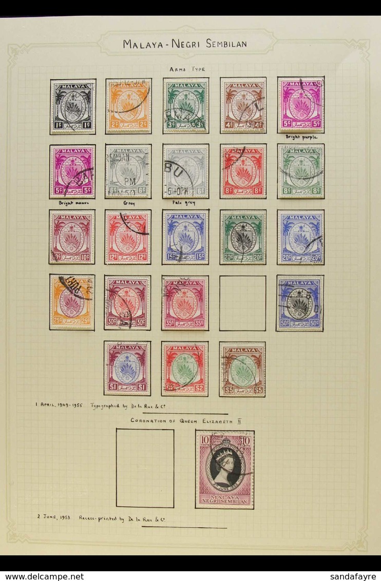 NEGRI SEMBILAN 1949-1970 FINE USED COLLECTION Presented On Album Pages With The 1949-55 "Arms" Definitive Set (less 40c) - Other & Unclassified