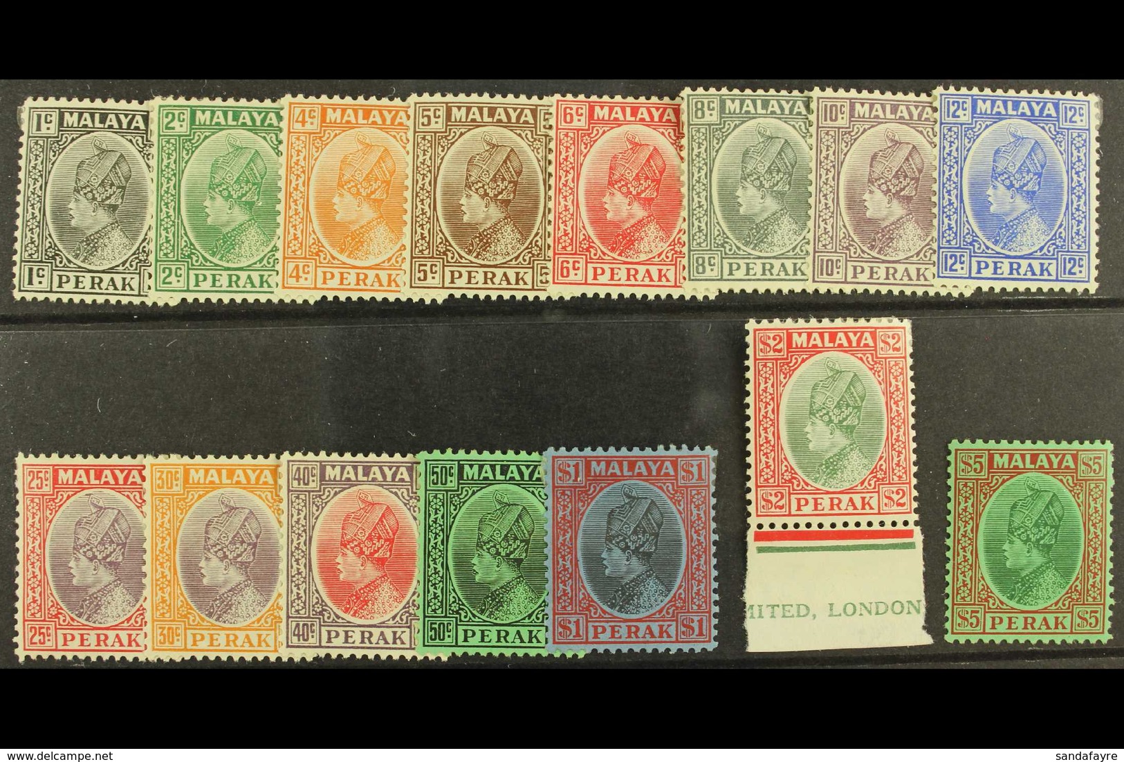 PERAK 1935-37 Complete Set, SG 88/102, Fine Mint. (15) For More Images, Please Visit Http://www.sandafayre.com/itemdetai - Other & Unclassified