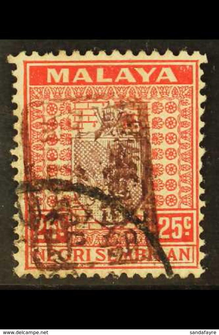 GENERAL ISSUES 25c Dull Purple And Scarlet Of Negri Sembilan Ovptd Single Frame Chop In Brown, SG J170b, Very Fine Used. - Sonstige & Ohne Zuordnung