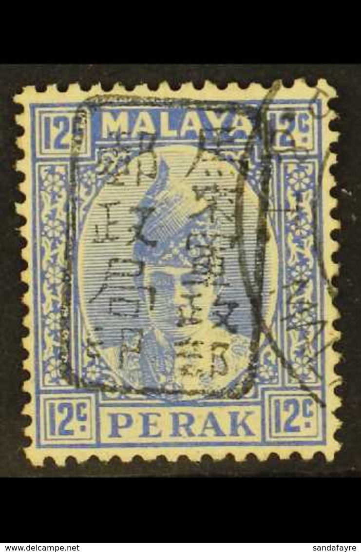 GENERAL ISSUES 12c Ultramarine Of Perak Overprinted With Single Line Chop, SG J197, Superb Used. For More Images, Please - Sonstige & Ohne Zuordnung